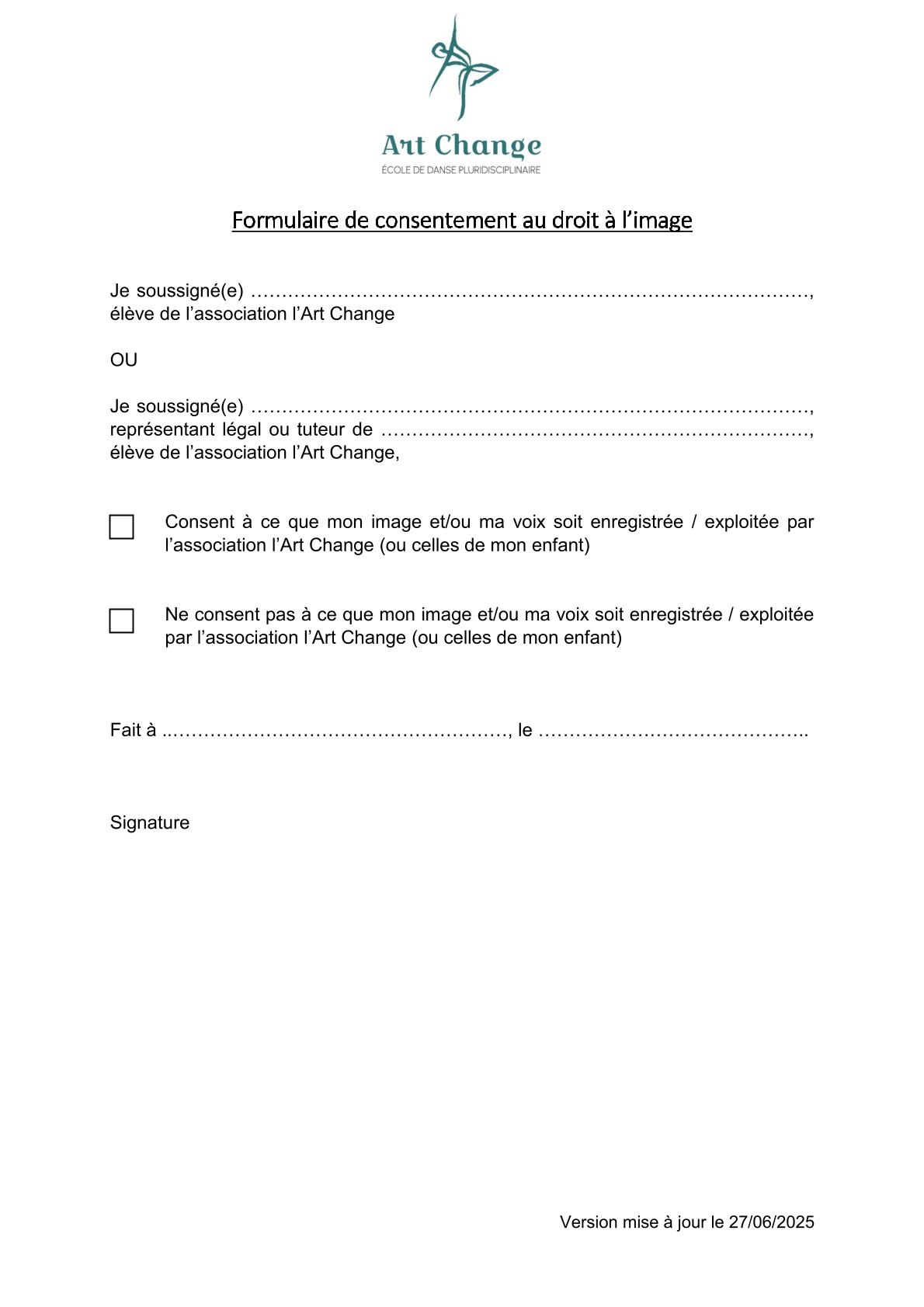 Formulaire de consentement